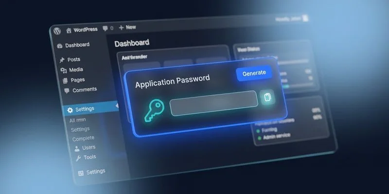 WordPress application password generation screen in the user profile section