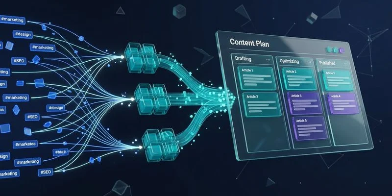 Content planning workflow combining keyword clusters with semantic topic mapping