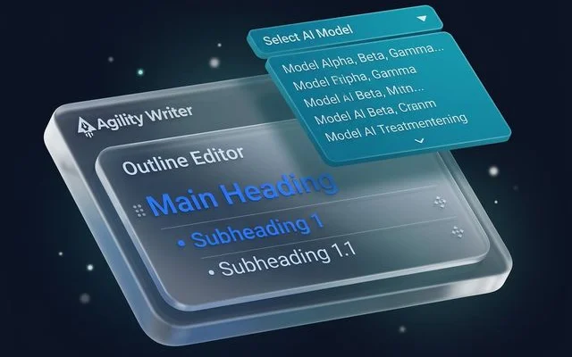 Advanced Mode interface with outline editor and AI model selection